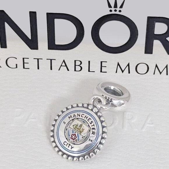 Pandora Manchester City Crest Exclusive Dangle Charm S925 Silver with box - Picture 1 of 8